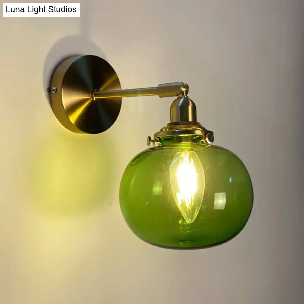 Orange and gold fluted glass wall lamp bedroom wall light