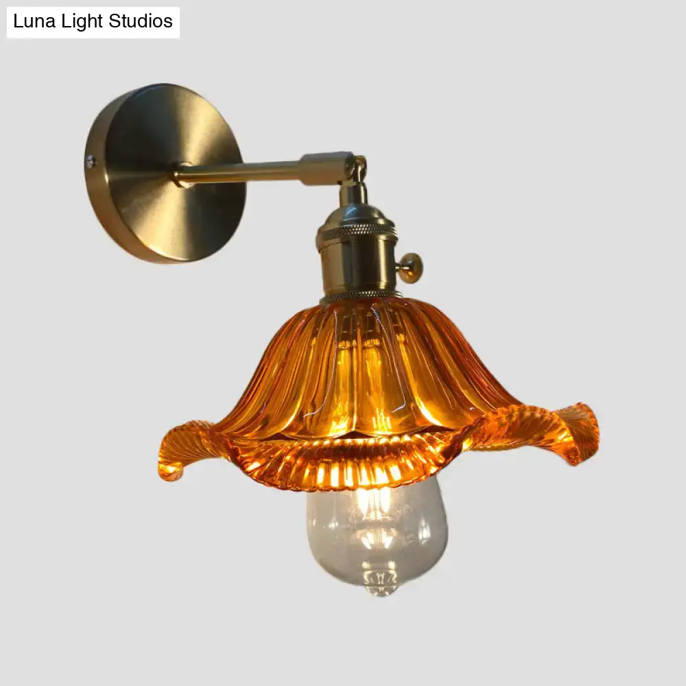 Orange and gold fluted glass wall lamp bedroom wall light