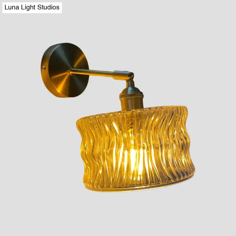 Orange and gold fluted glass wall lamp bedroom wall light
