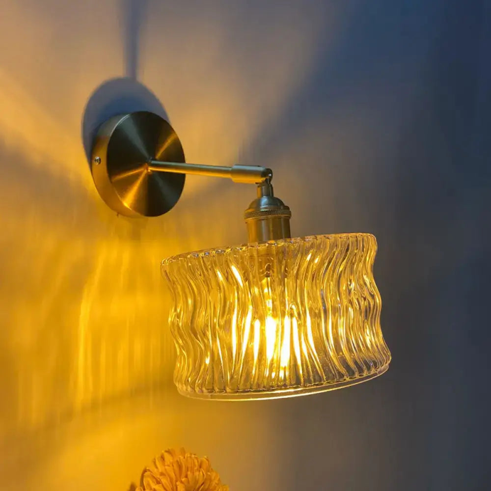 Orange and gold fluted glass wall lamp bedroom wall light