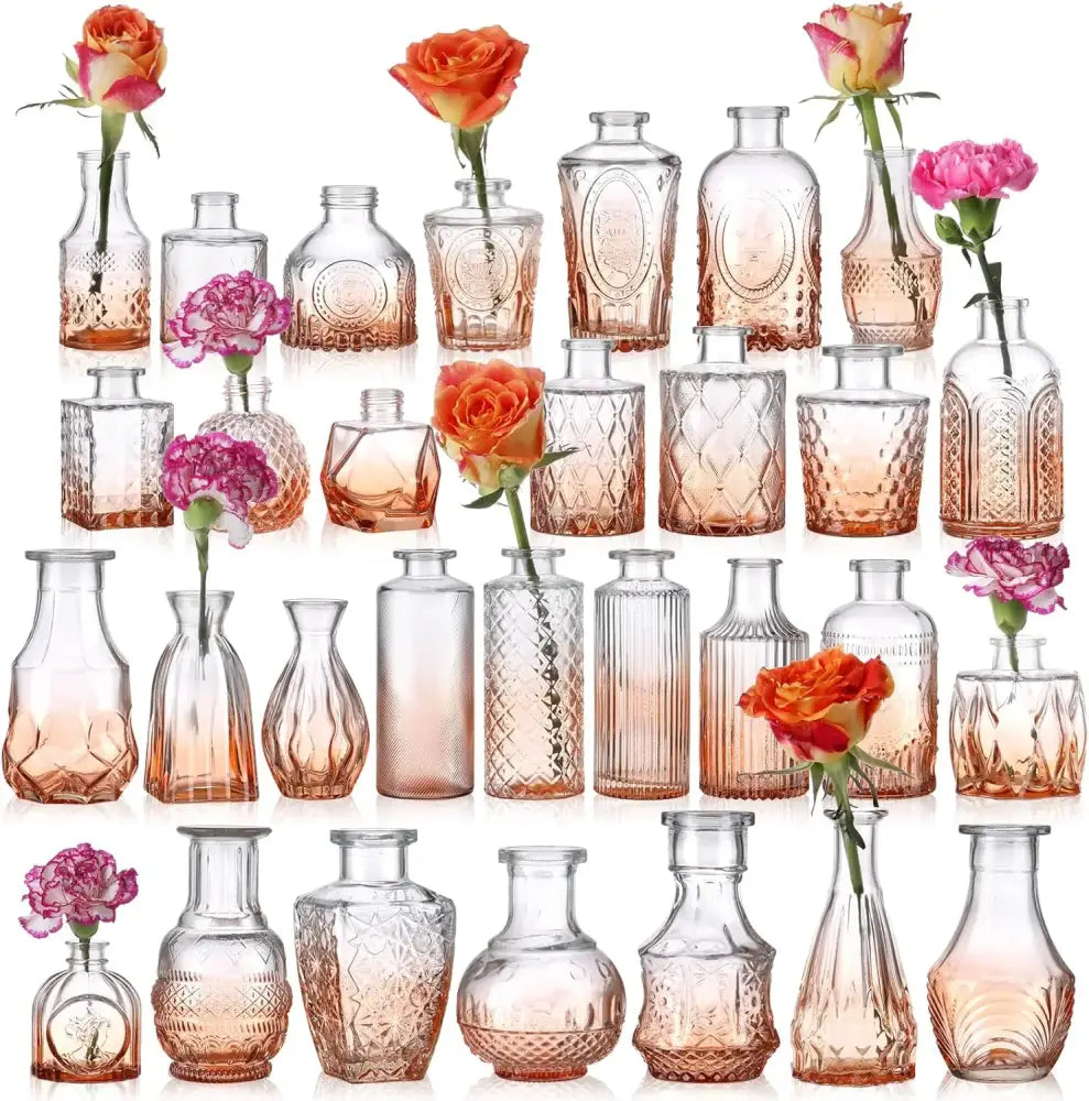 Orange Glass Bud Vases Wedding Centerpieces