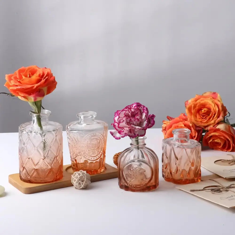 Orange Glass Bud Vases Wedding Centerpieces