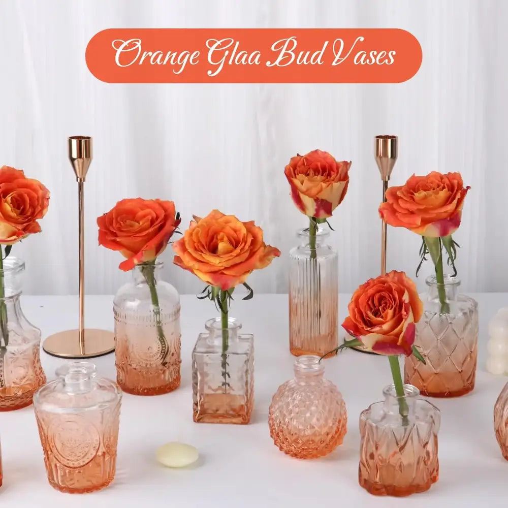 Orange Glass Bud Vases Wedding Centerpieces