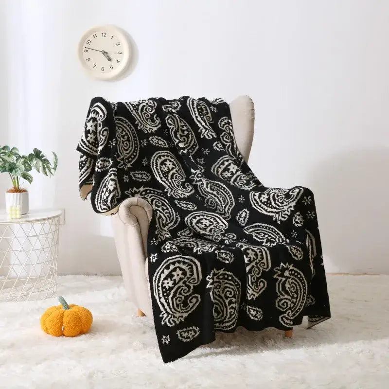 Orange & green decorbites cashew pattern blanket for living room