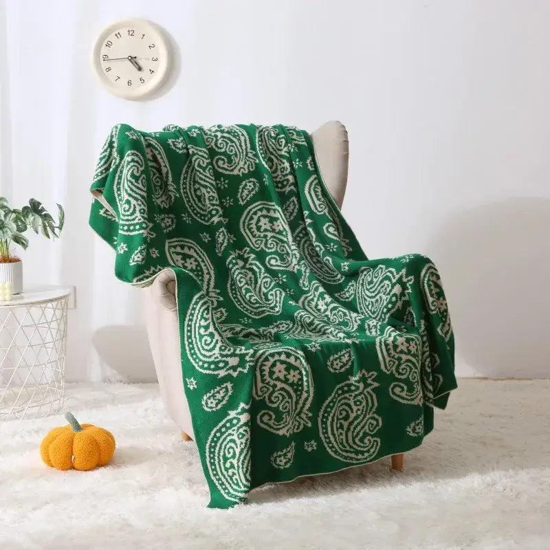 Orange & green decorbites cashew pattern blanket for living room