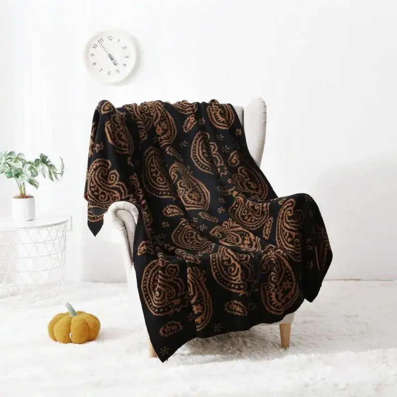 Orange & green decorbites cashew pattern blanket for living room