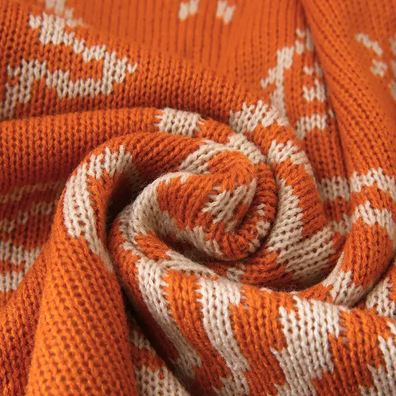 Orange & green decorbites cashew pattern blanket for living room