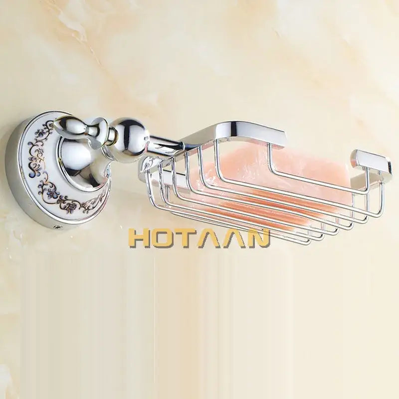 Ornate brass gold soap dish ceramic holder bathroom wall mount