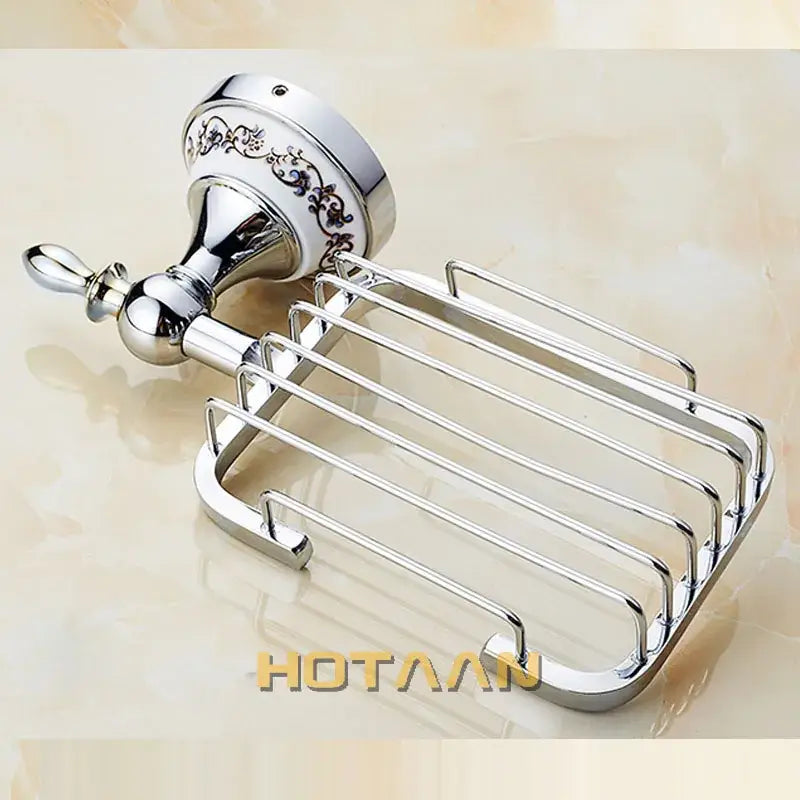 Ornate brass gold soap dish ceramic holder bathroom wall mount