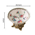 Ornate ceramic flower pattern fruit bowl tray dining room set