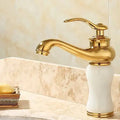 Ornate gold & green jade bathroom basin sink faucet