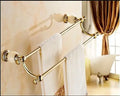 Ornate gold & white ceramic brass jade bathroom hardware set