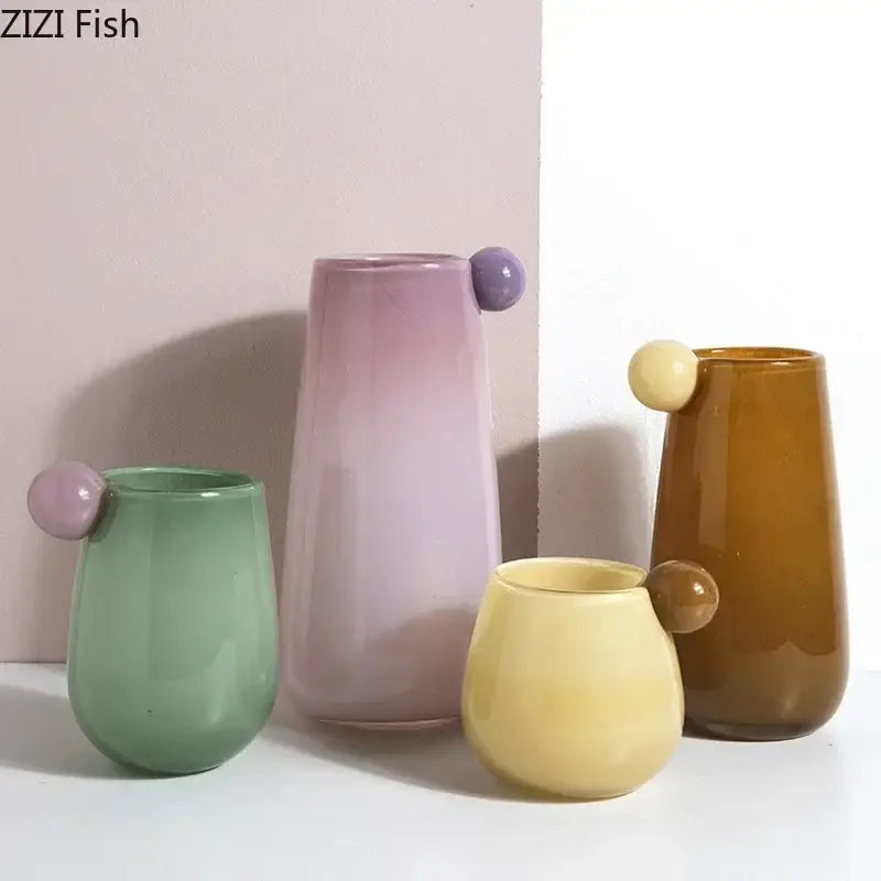 Pastel bubble colorful glass vase living room decor