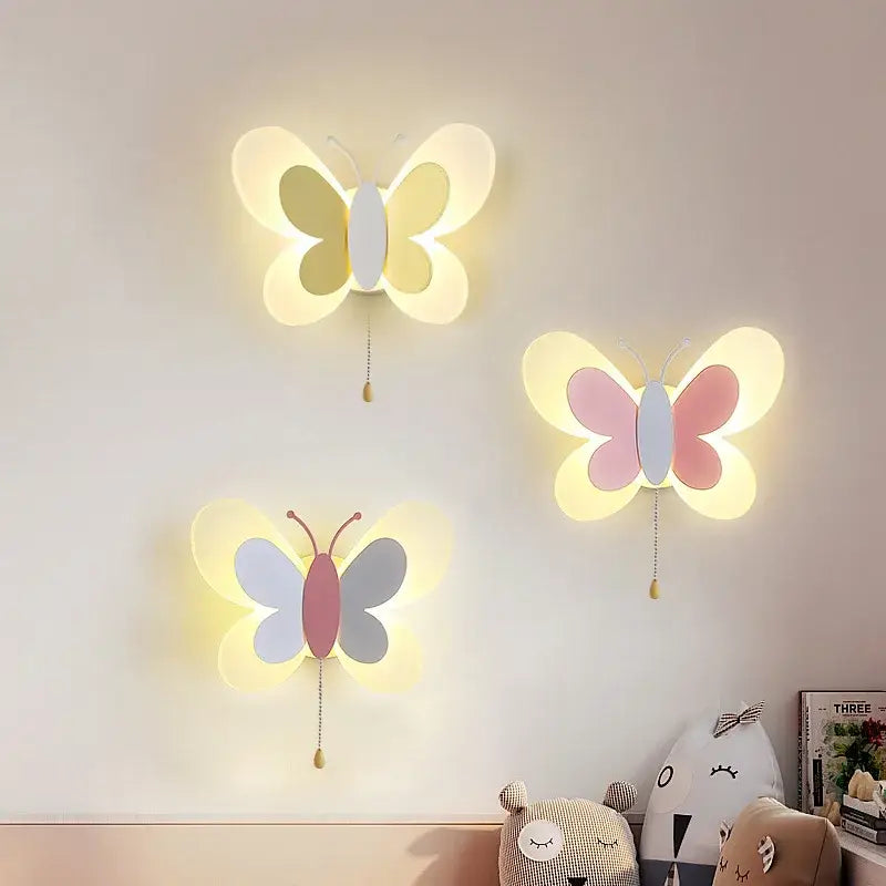 Pastel butterfly wall lamp set for kids bedroom and nursery