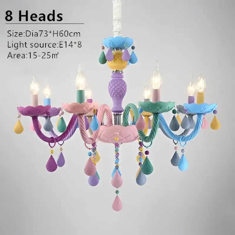 Pastel colorful crystal cartoon led chandelier for kids bedroom