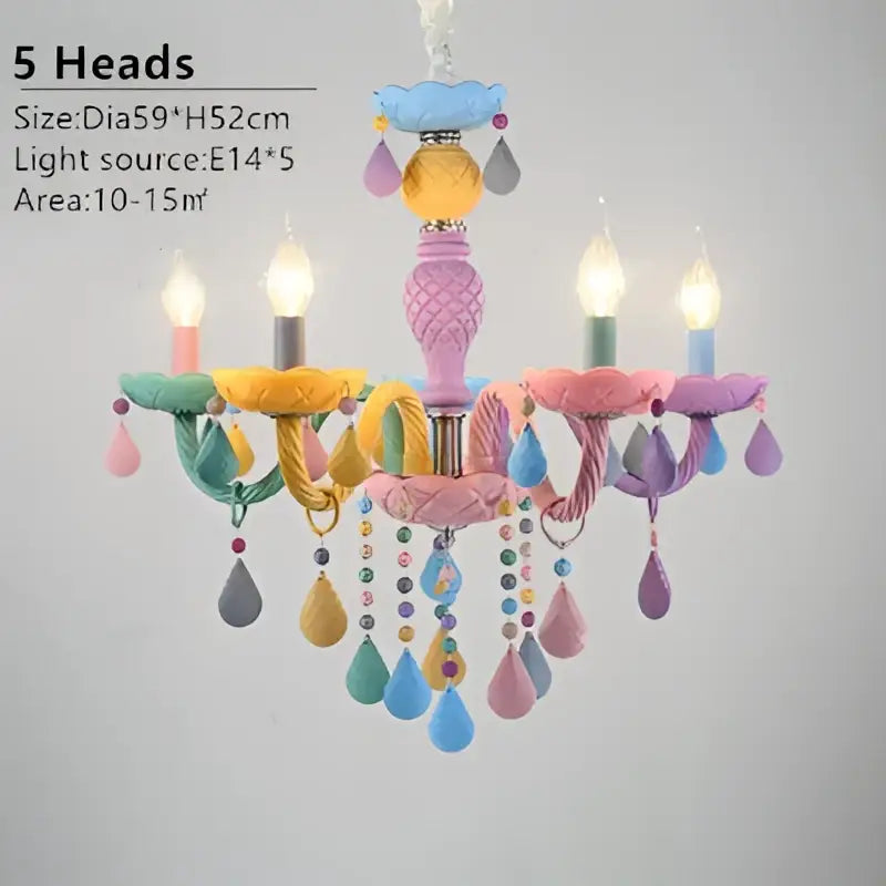 Pastel colorful crystal cartoon led chandelier for kids bedroom