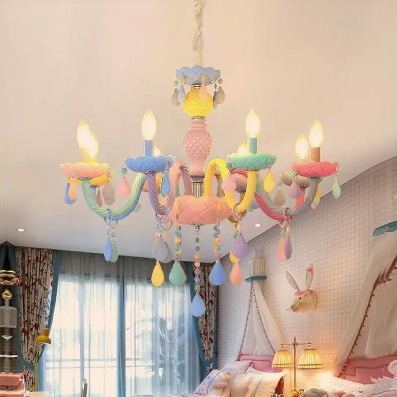 Pastel colorful crystal cartoon led chandelier for kids bedroom