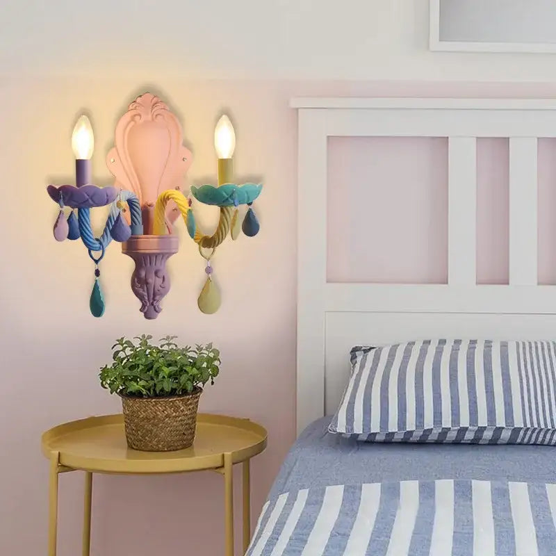 Pastel colorful crystal cartoon led chandelier for kids bedroom