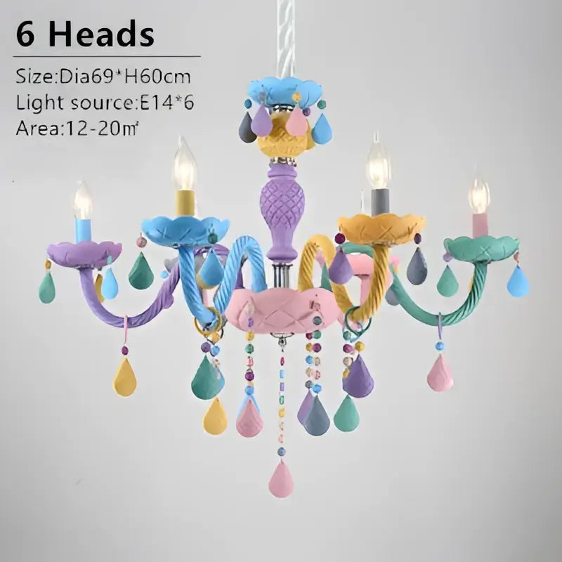 Pastel colorful crystal cartoon led chandelier for kids bedroom