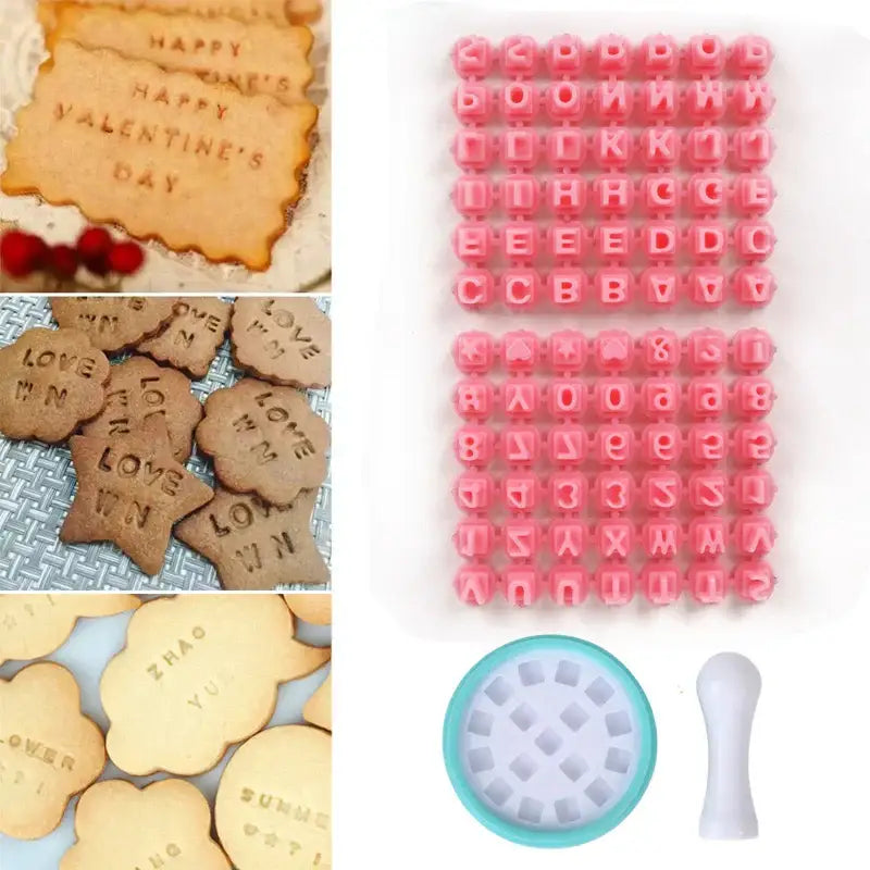 Pastel pink & yellow cookie stamps kitchen letter mold set