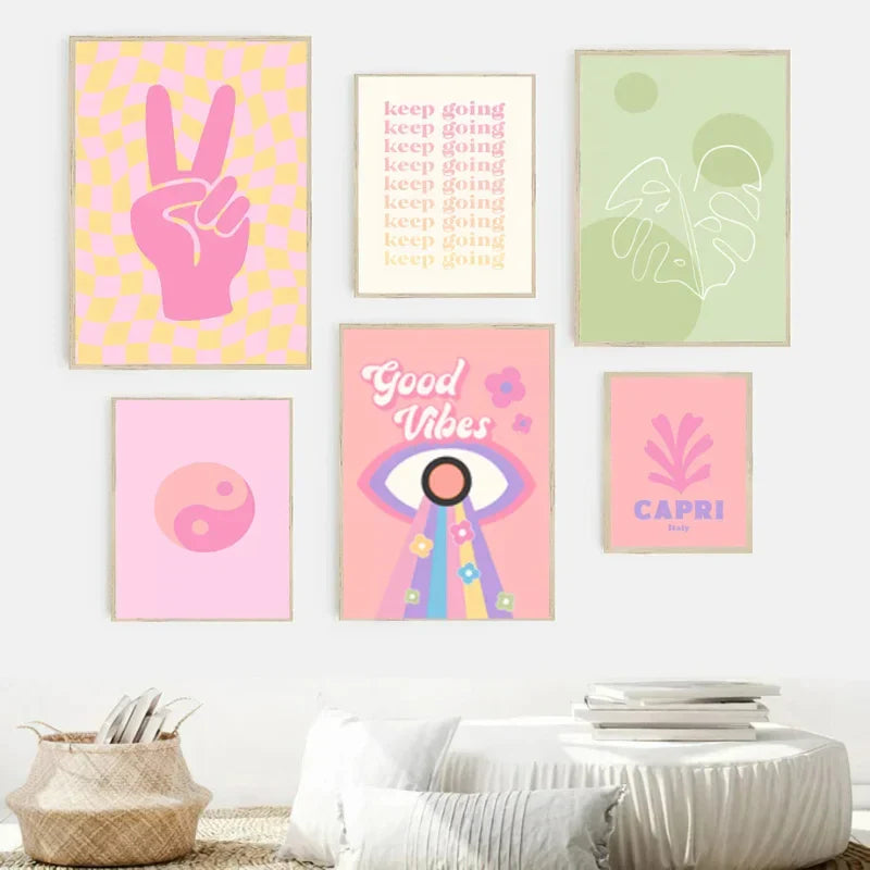 DecorBites™ Pastel Smiley Flower Canvas Wall Art