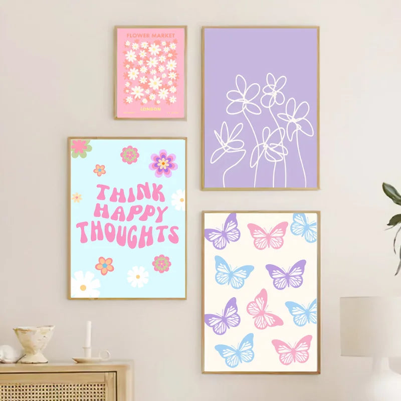 DecorBites™ Pastel Smiley Flower Canvas Wall Art