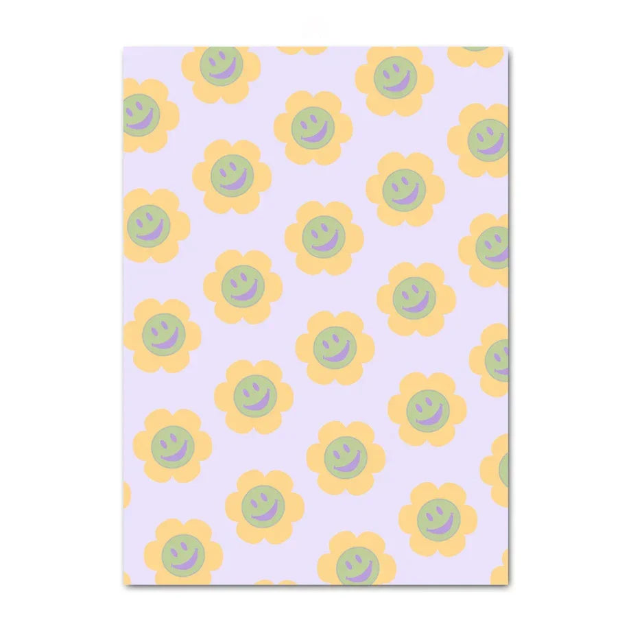 DecorBites™ Pastel Smiley Flower Canvas Wall Art