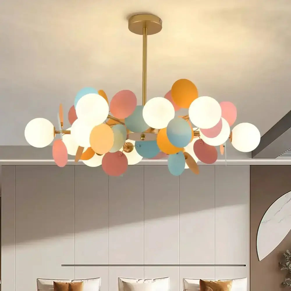 Pastel spherical colorful chandelier pendant lamp for dining room