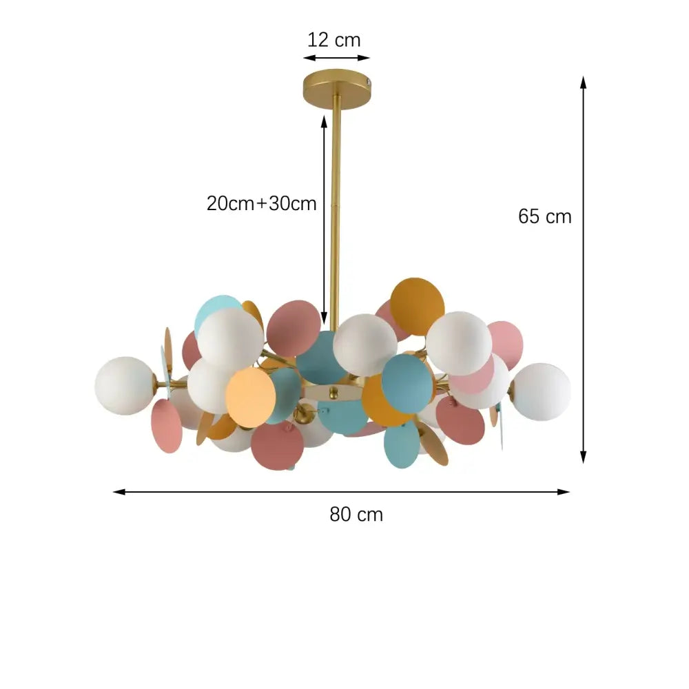 Pastel spherical colorful chandelier pendant lamp for dining room