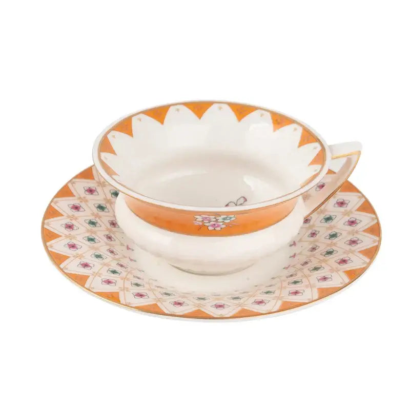 Pastoral floral bone china flower coffee cup saucers dining room set