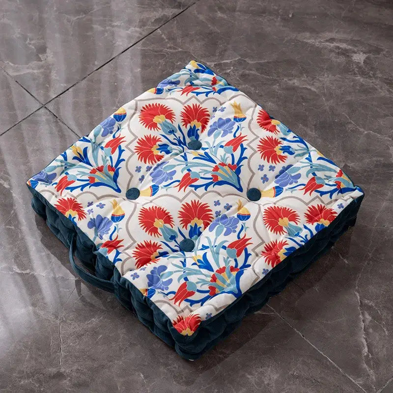 Patchwork bohemian mandala velvet floor cushion reading nook decor
