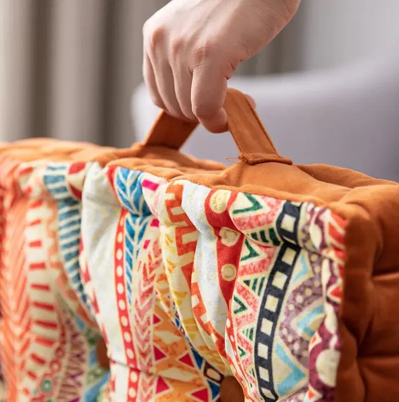 Patchwork bohemian mandala velvet floor cushion reading nook decor