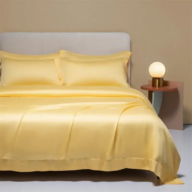 Peach satin cooling cotton solid bedding set for bedroom