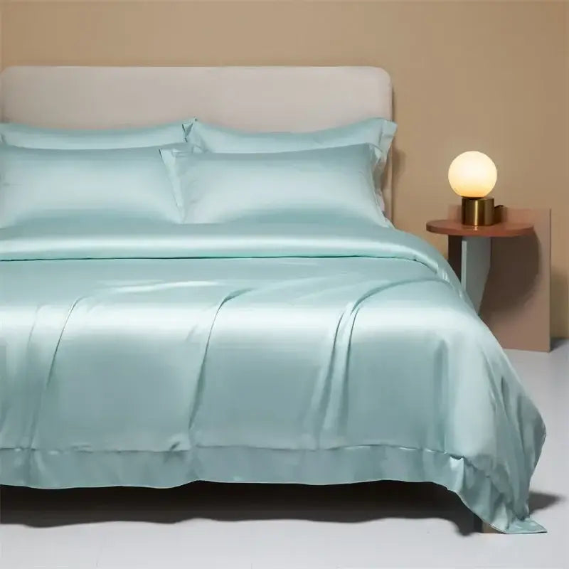 Peach satin cooling cotton solid bedding set for bedroom