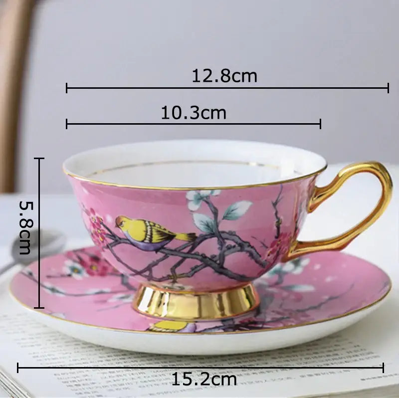 Pink and blue cartoon bird pattern ceramic cup set dining room