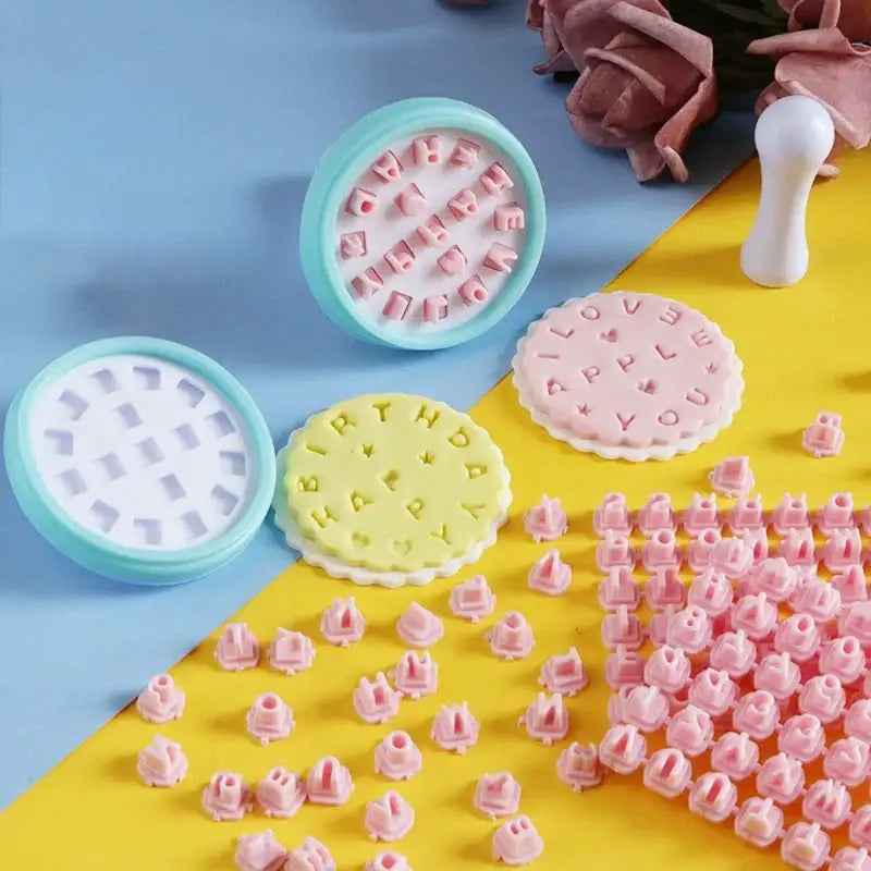 Pink and blue decorbites cookie stamps kitchen baking set