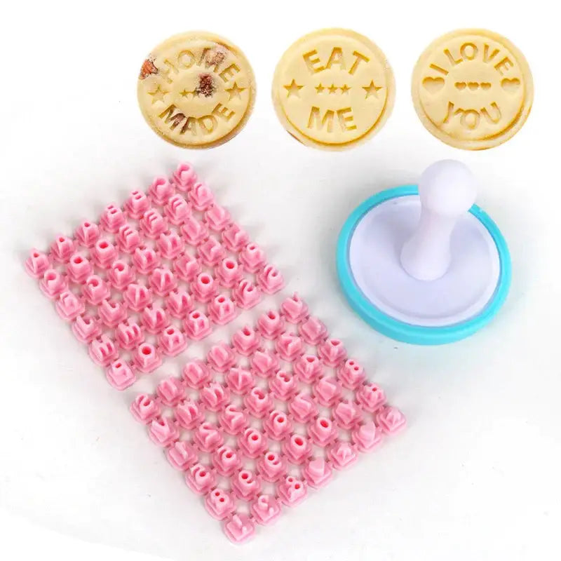 Pink and blue decorbites cookie stamps kitchen baking set