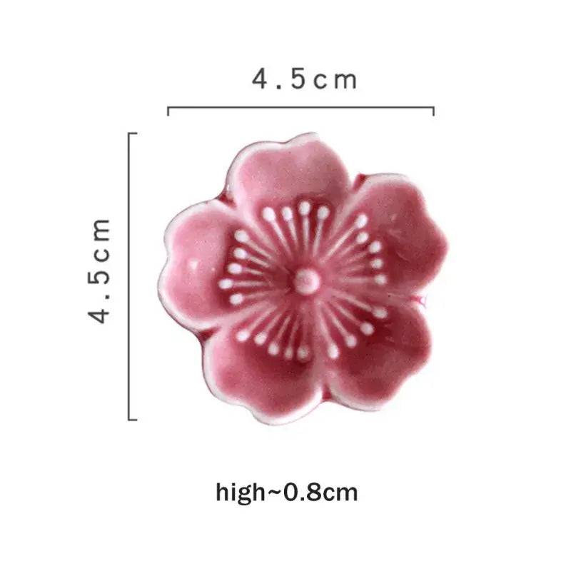 Pink and green ceramic sakura chopstick rest dining room decor