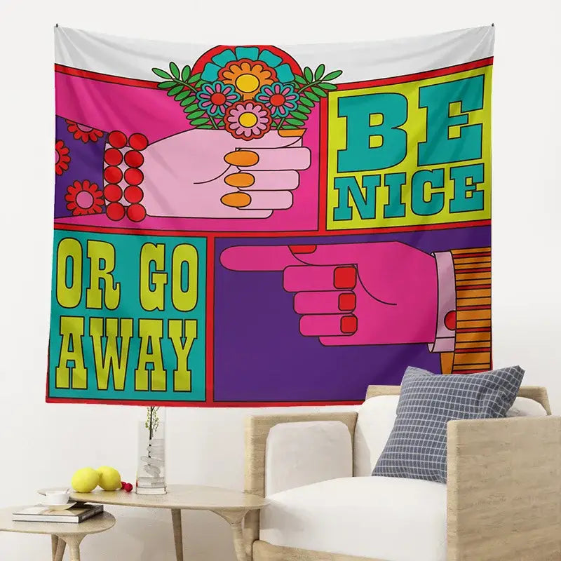 Pink and purple psychedelic hippie tapestry bedroom wall hanging