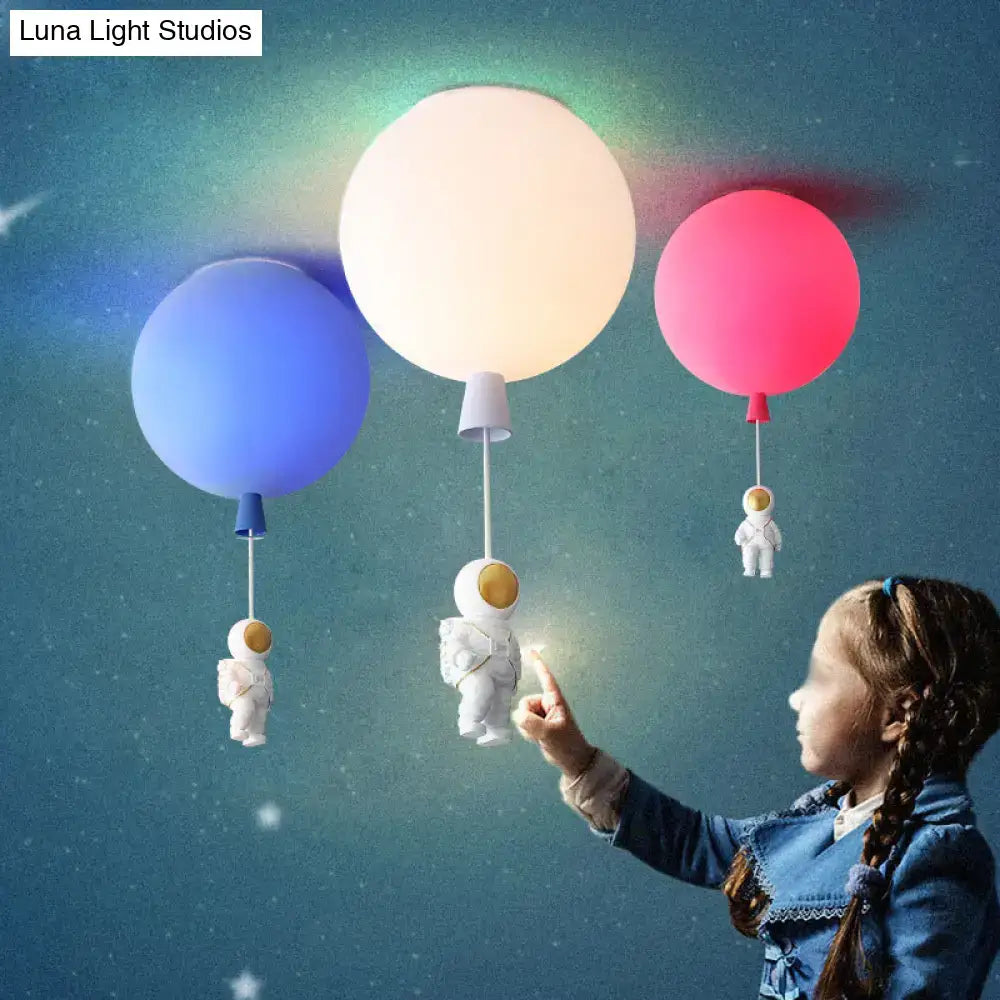 Pink astronaut ceiling lamp – kids bedroom acrylic pendant light