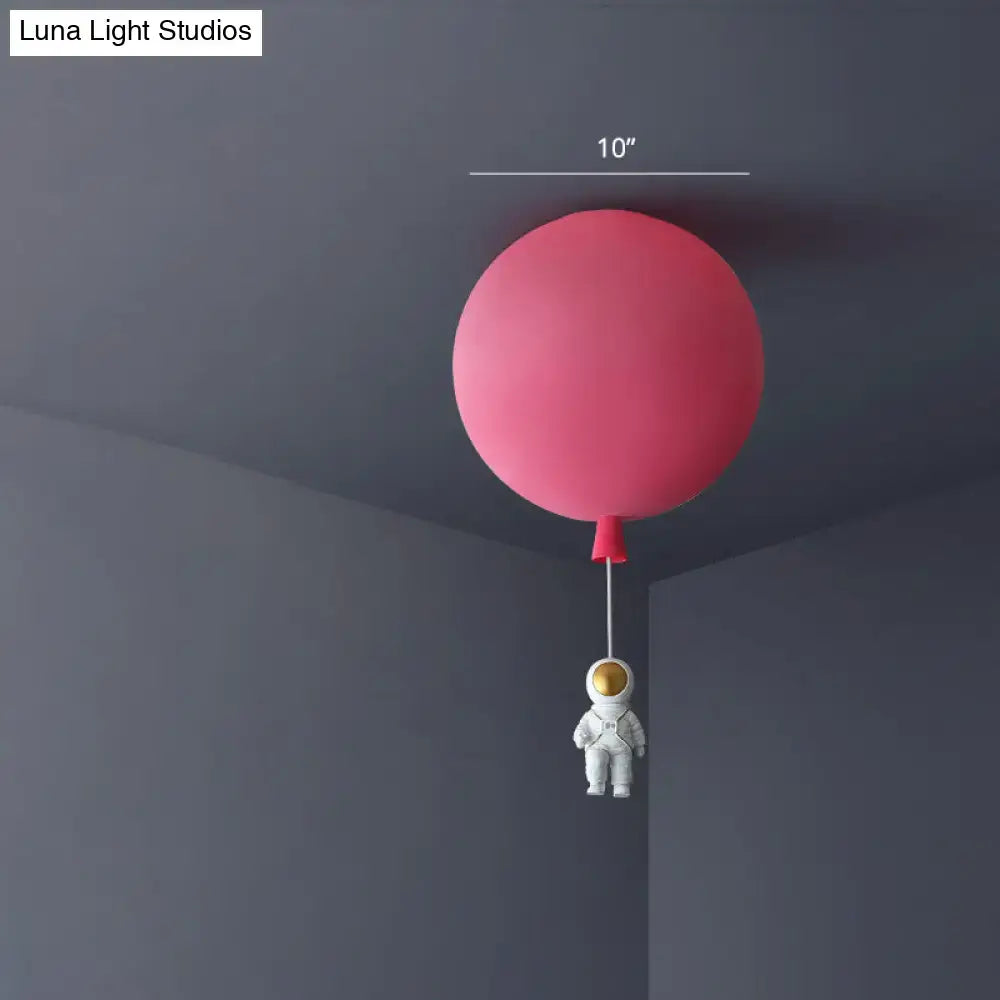 Pink astronaut ceiling lamp – kids bedroom acrylic pendant light