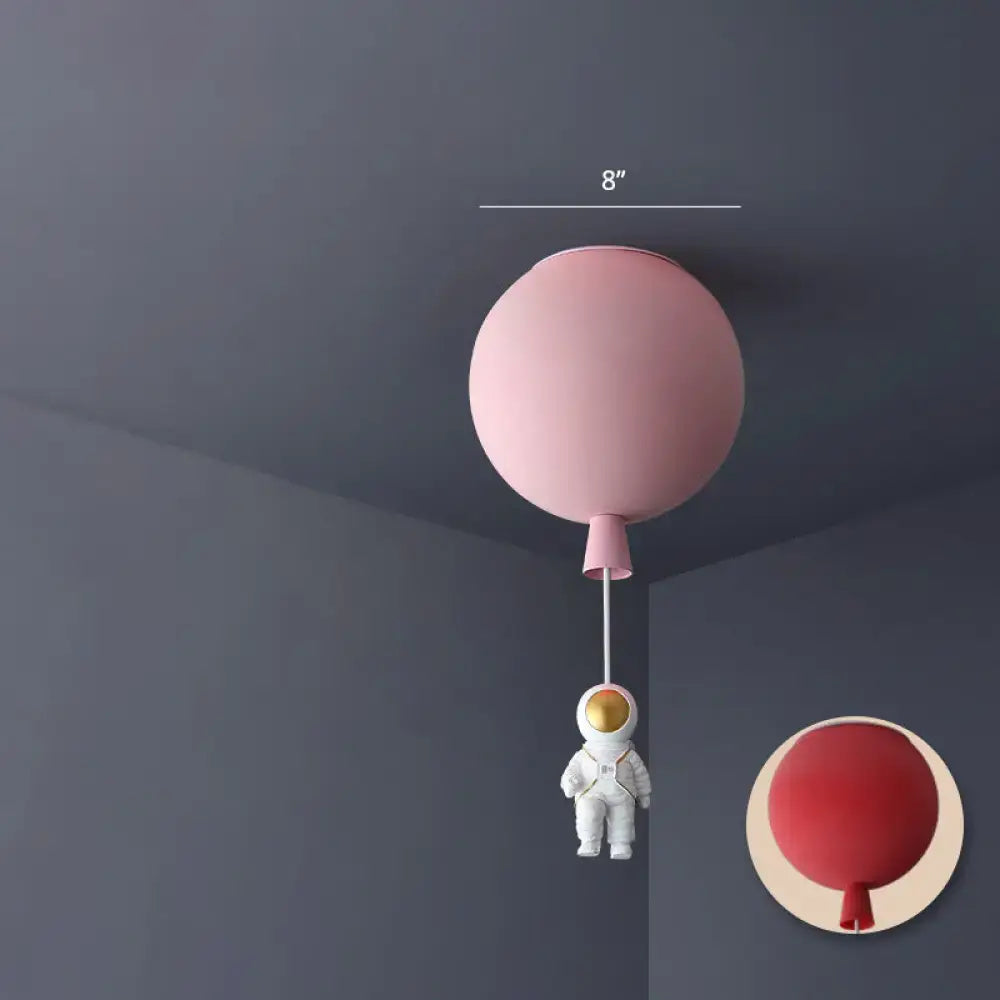 Pink astronaut ceiling lamp – kids bedroom acrylic pendant light