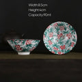 Pink & black floral white porcelain hand-painted bowls dining room set