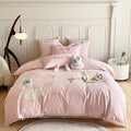 Pink cartoon rabbit moon cotton bedding set bedroom pom pom trim