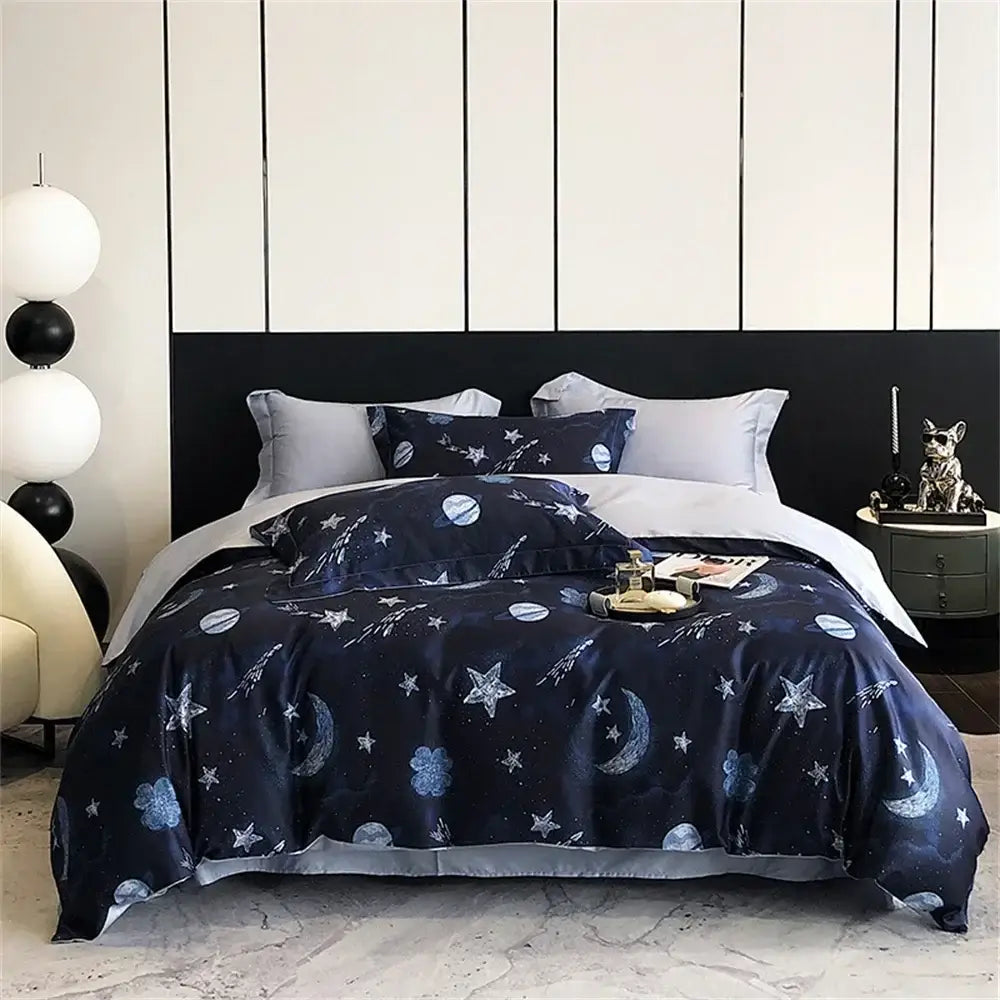 Pink floral satin egyptian cotton bedding set bedroom decor