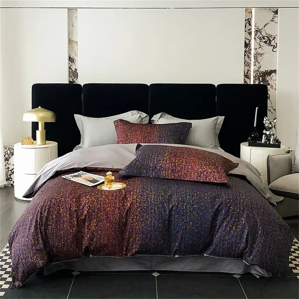 Pink floral satin egyptian cotton bedding set bedroom decor