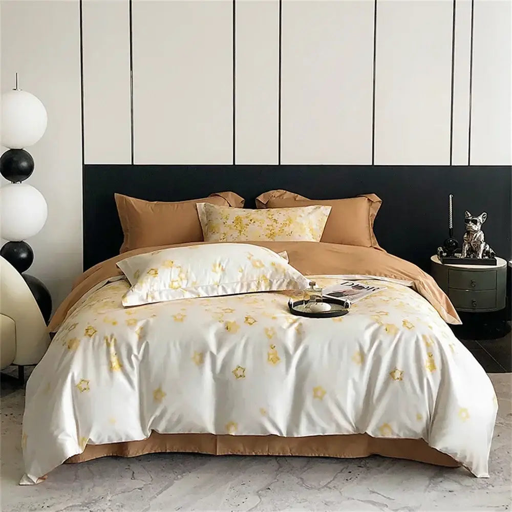 Pink floral satin egyptian cotton bedding set bedroom decor
