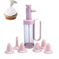 Pink plastic cream decorating gun kitchen baking set with nozzles