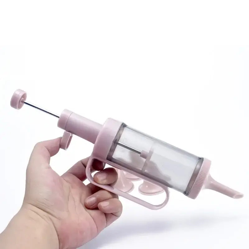 Pink plastic cream decorating gun kitchen baking set with nozzles