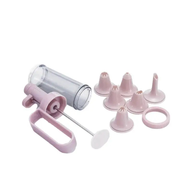 Pink plastic cream decorating gun kitchen baking set with nozzles